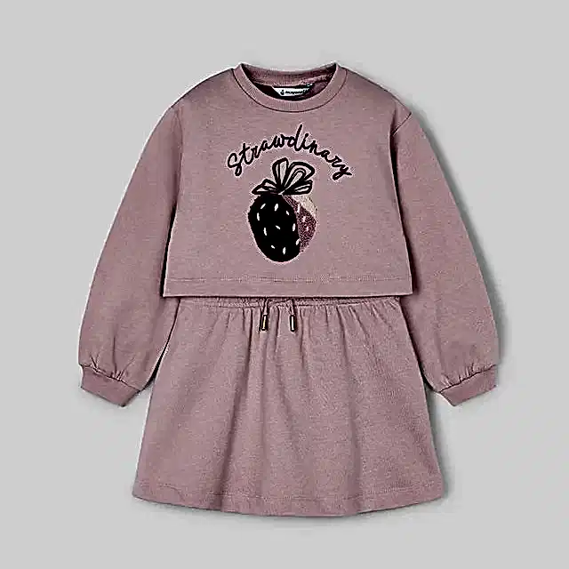 Mayoral Kışlık Kız Sweatshirt Elbise Set Pembe