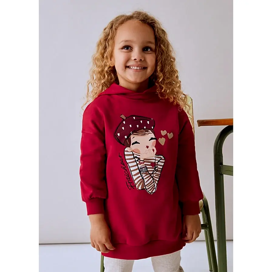 Mayoral Kışlık Kız Kapşonlu Elbise Kırmızı