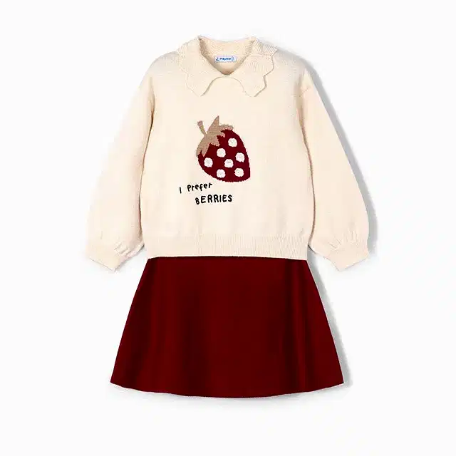 Mayoral Kışlık Kız Örme Bluz Etek Set Kırmızı