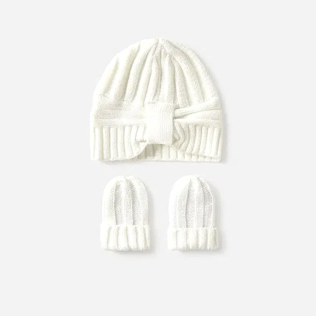 Mayoral Kışlık Kız Bebek Örme Bere Eldiven Set Ekru