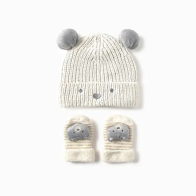 Mayoral Kışlık Erkek Bebek Örme Bere Eldiven Set Ekru