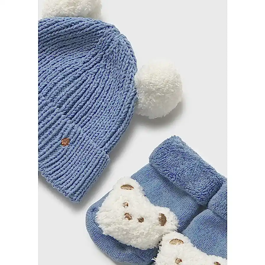 Mayoral Kışlık Erkek Bebek Örme Bere Eldiven Set Mavi