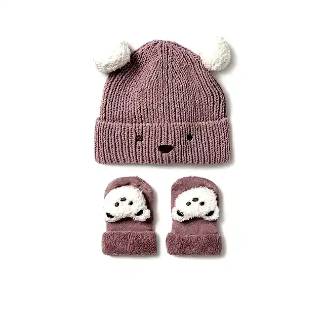 Mayoral Kışlık Kız Bebek Örme Bere Eldiven Set Pembe