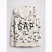 GAP Logolu Kışlık Kız Bebek Fermuarlı Kapüşonlu Sweatshirt Ekru