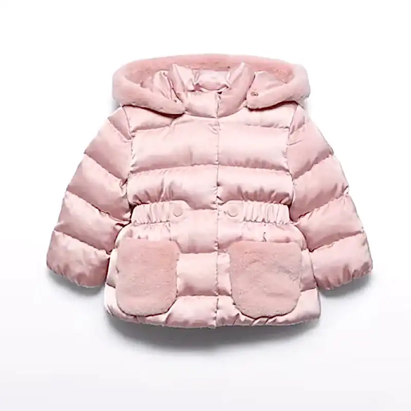 Abel & Lula Kışlık Kız Kapşonlu Kürklü Mont Pembe