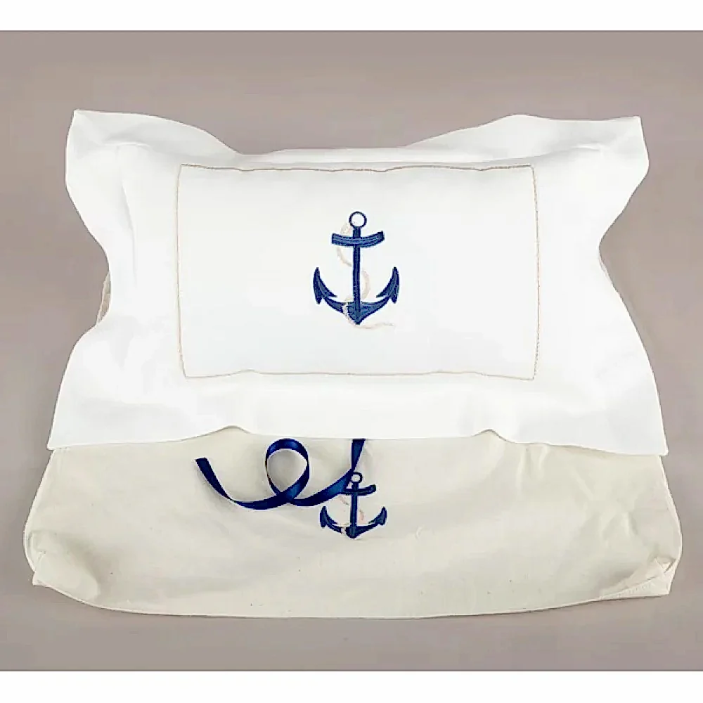 Mayys Baby Asil Marin Nakışlı Köşeli Dekoratif Yastık+  Köşeli Puset Örtüsü Krem