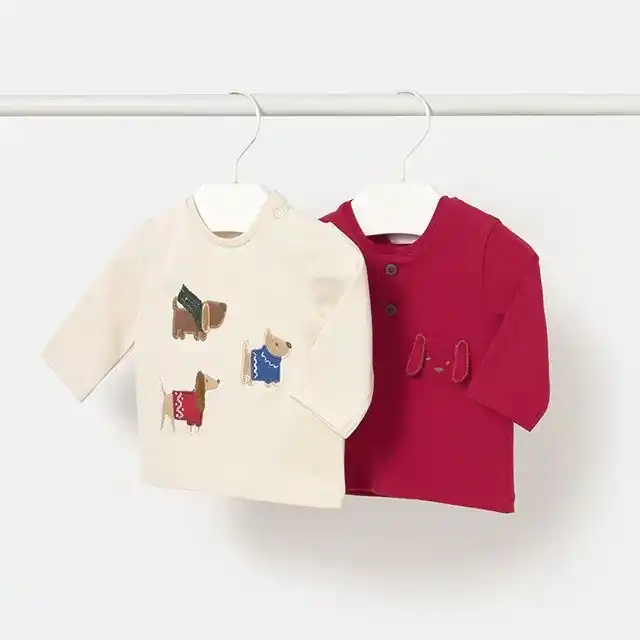 Mayoral Kışlık Erkek Bebek Uzun Kol T-shirt 2'li Set Kırmızı
