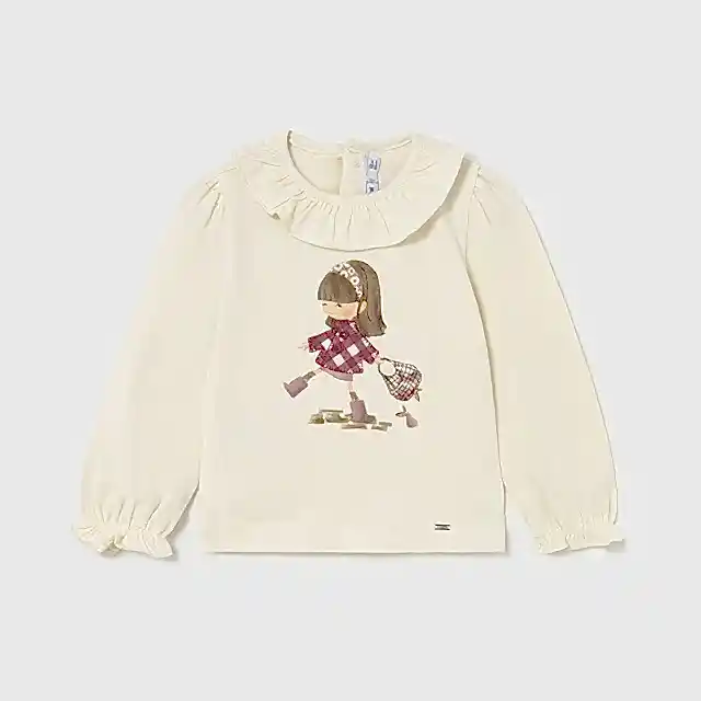 Mayoral Kışlık Kız Bebek Uzun Kol T-shirt Ekru