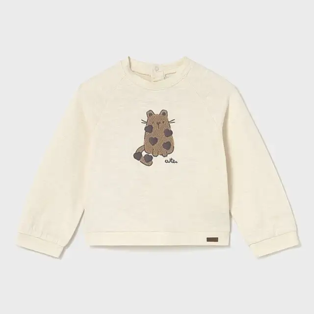 Mayoral Kışlık Kız Bebek Uzun Kol Sweatshirt Bej