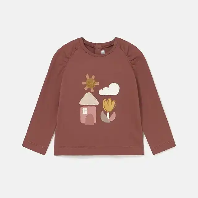 Mayoral Kışlık Kız Bebek Uzun Kol T-shirt Kahverengi