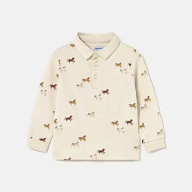 Mayoral Kışlık Erkek Bebek Polo Uzun Kol T-shirt Bej