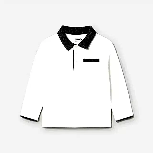 Mayoral Kışlık Erkek Bebek Polo Uzun Kol T-shirt Ekru
