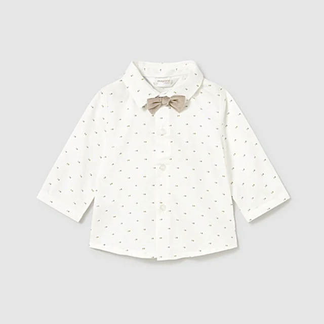 Mayoral Kışlık Erkek Bebek Uzun Kol Papyonlu Gömlek Ekru