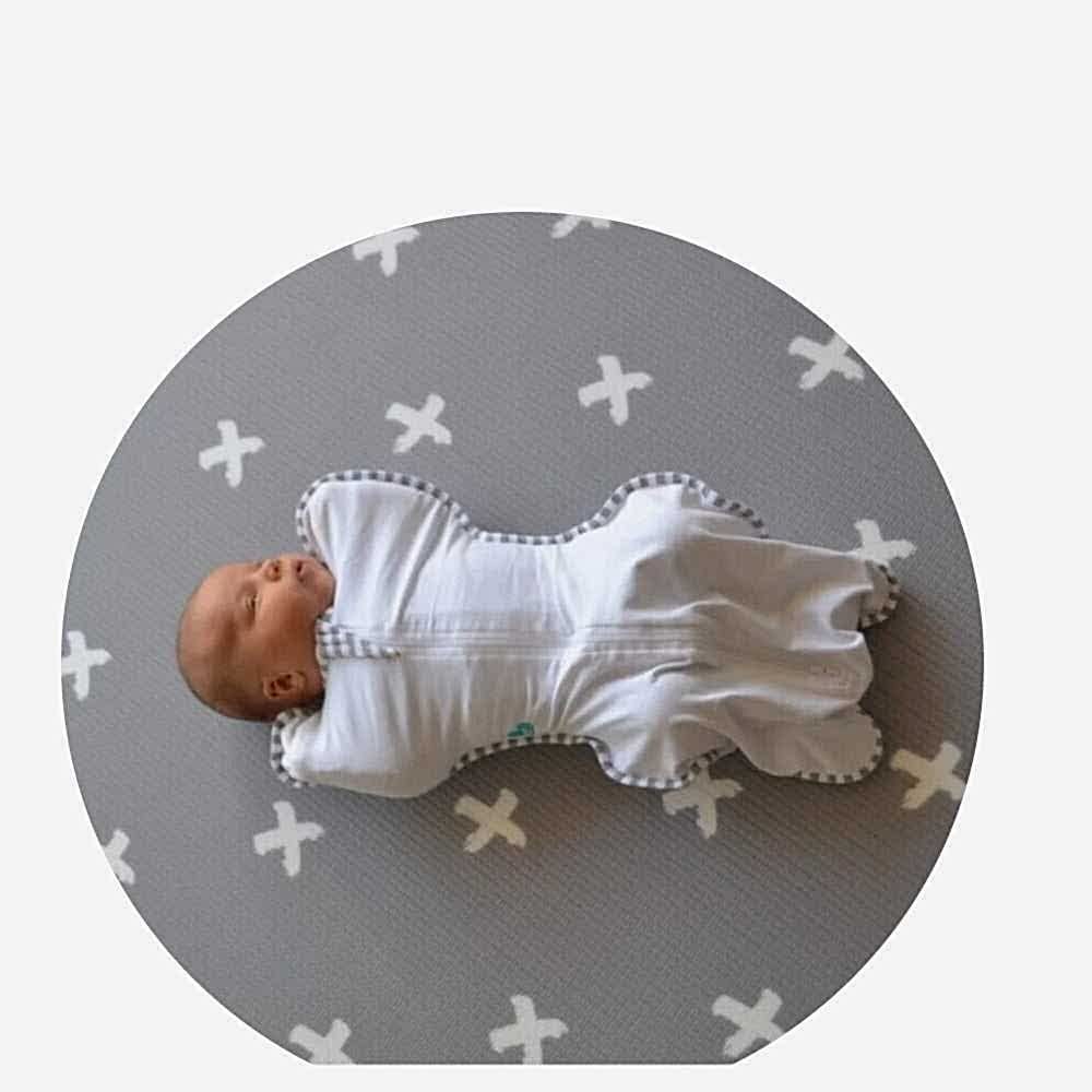 Mikro Australia Bebek Oyun Matı Grey Crosses - Yuvarlak