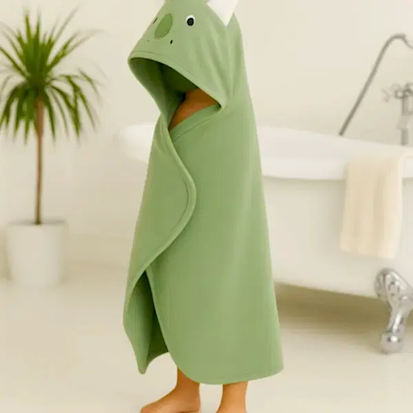 Mama Yoyo Organik Dinozor Bebek Banyo Havlusu Yeşil