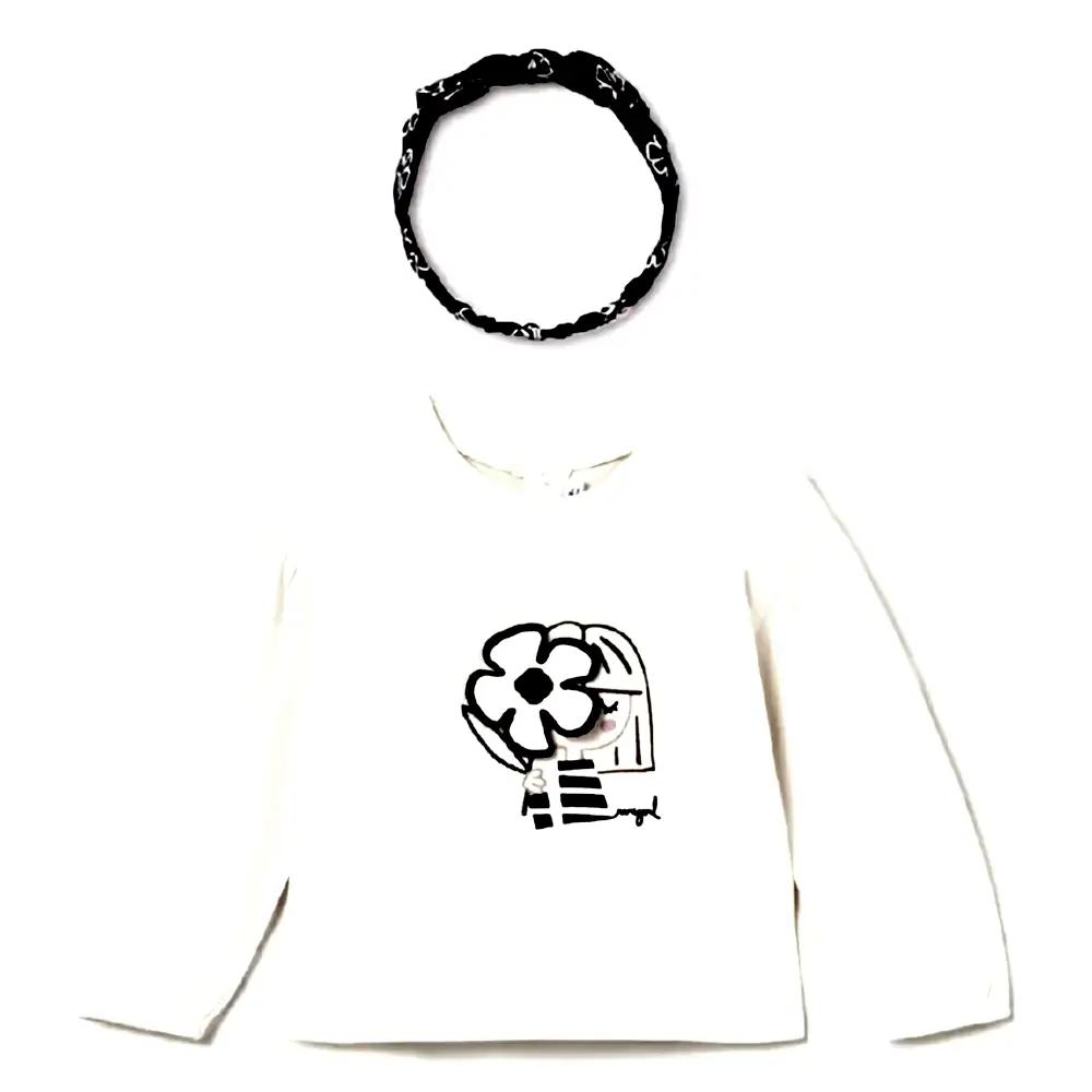 Mayoral Kışlık Kız Bebek Uzun Kol T-shirt Ekru