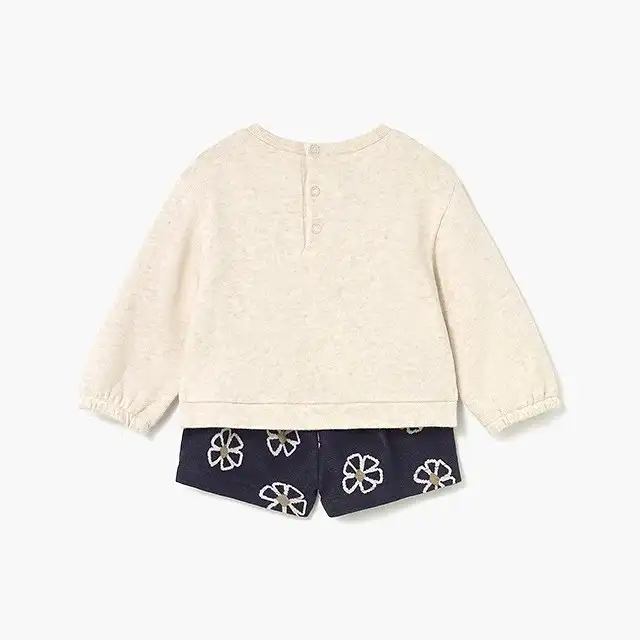 Mayoral Kışlık Kız Bebek Bluz Bermuda Şort 2'li Set Bej