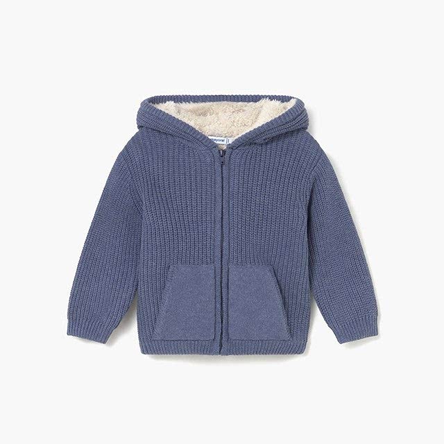 Mayoral Kışlık Erkek Bebek Örme Kapşonlu Kürklü Ceket Mavi