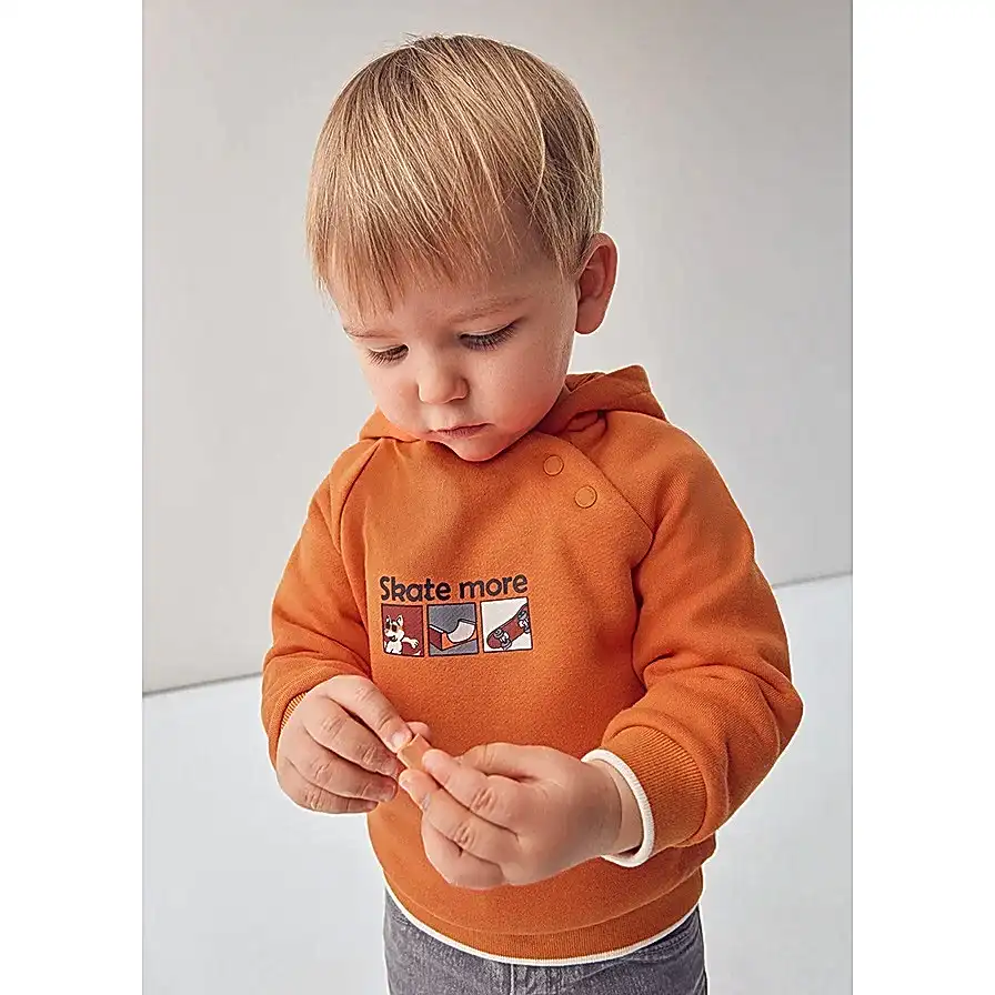 Mayoral Kışlık Erkek Bebek Kapşonlu Sweatshirt Turuncu