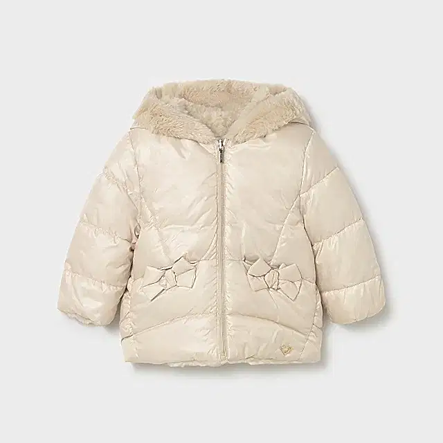 Mayoral Kışlık Kız Bebek Çift Taraflı Kapşonlu Kürklü Mont Bej