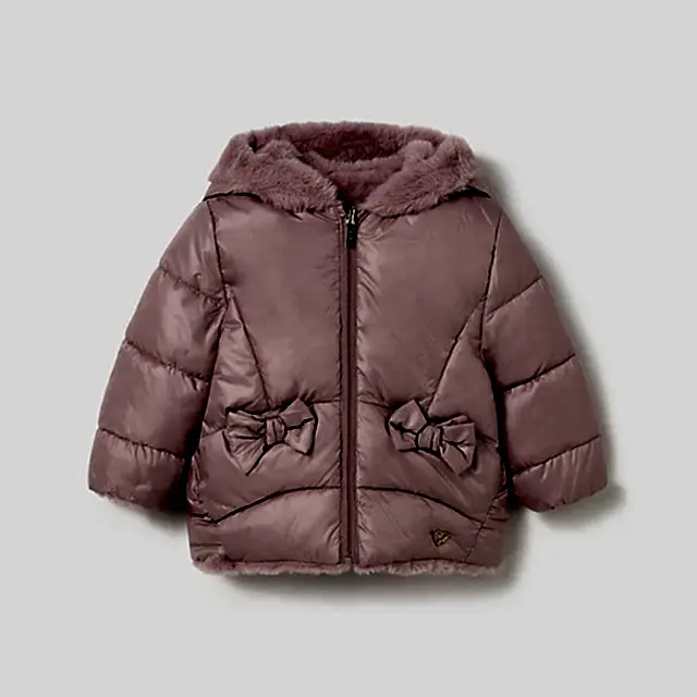 Mayoral Kışlık Kız Bebek Çift Taraflı Kapşonlu Kürklü Mont Pembe