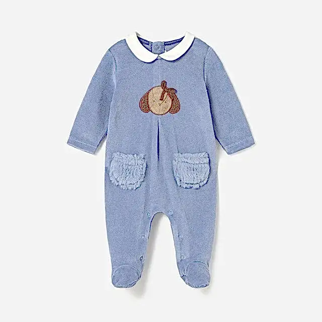 Mayoral Kışlık Kız Bebek Kadife Tulum İkili Set Mavi