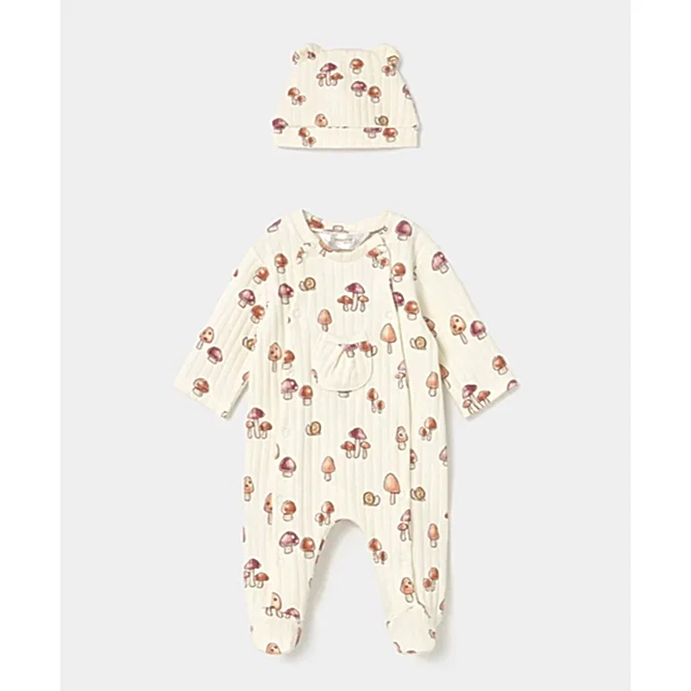 Mayoral Kışlık Kız Bebek Tulum Bere Set Ekru