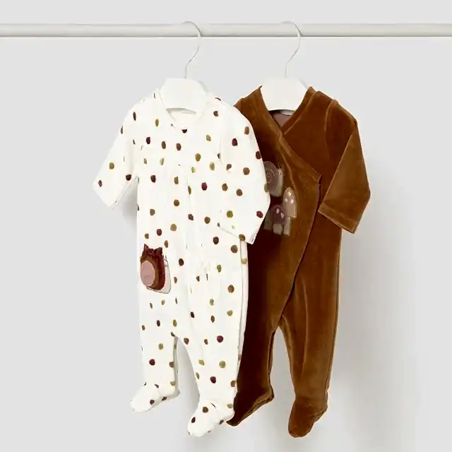 Mayoral Kışlık Kız Bebek Kadife Tulum İkili Set Ekru