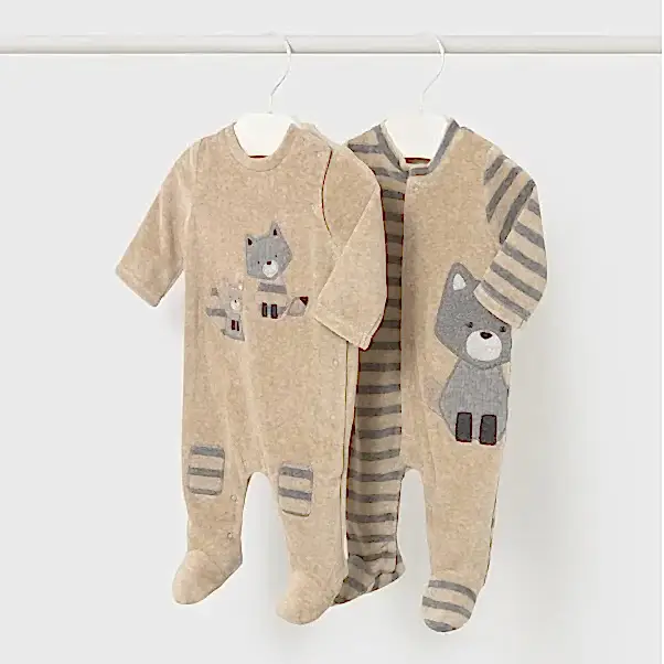 Mayoral Kışlık Erkek Bebek Kadife Tulum İkili Set Bej