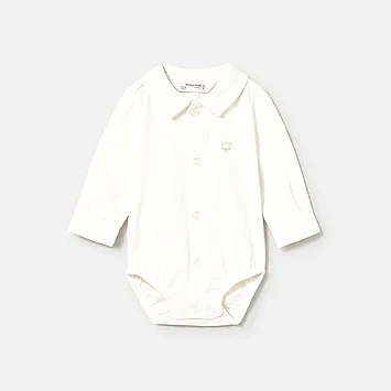 Mayoral Kışlık Erkek Bebek Uzun Kol Gömlek Body Ekru