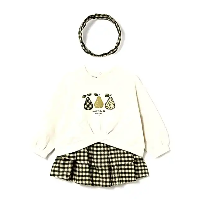 Mayoral Kışlık Kız Bebek Sweatshirt Saç Bandı Etek Üçlü Set Yeşil