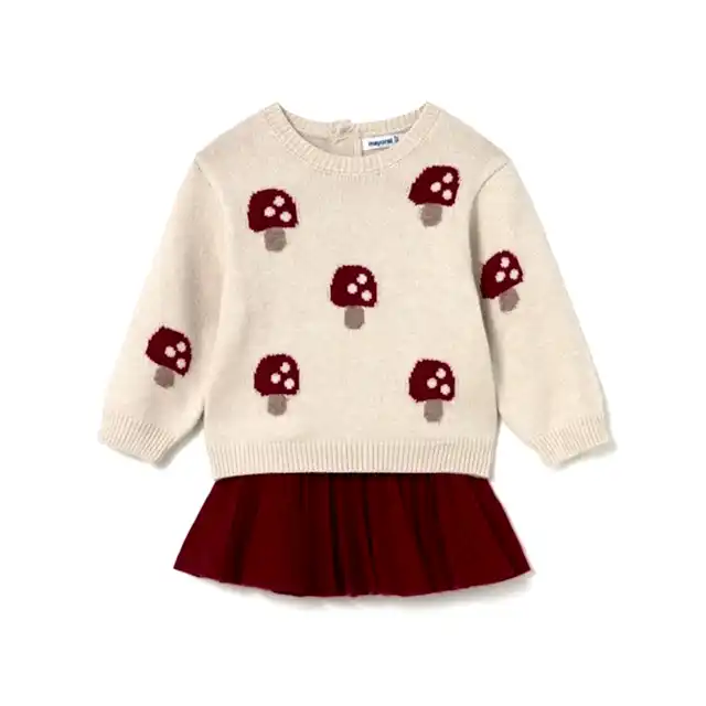 Mayoral Kışlık Kız Bebek Örme Kazak Etek İkili Set Kırmızı