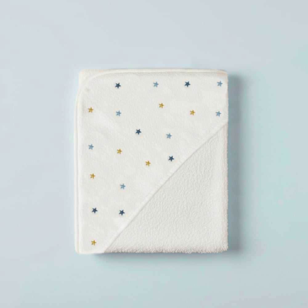 Mama Yoyo Bebek Banyo Havlusu Yıldız Desenli 90x90 cm Ekru