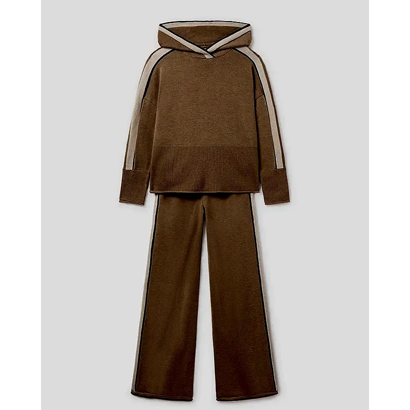 Mayoral Kışlık Kız Kapşonlu Sweatshirt Pantolon Set Kahverengi