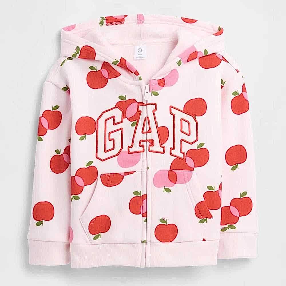 GAP Logolu Kışlık Kız Bebek Fermuarlı Sweatshirt Pembe