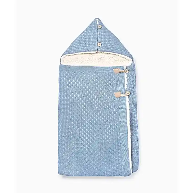 Mayoral Kışlık Bebek Örme Kürklü Kundak Battaniye Mavi