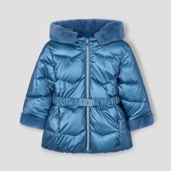 Mayoral Kışlık Kız Kapşonlu Kürklü Uzun Mont Mavi