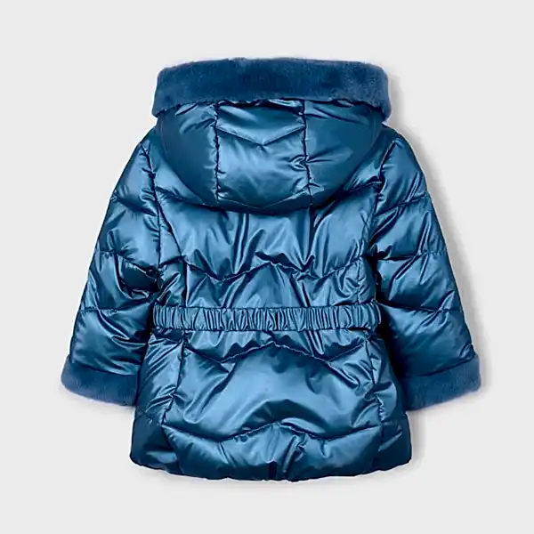 Mayoral Kışlık Kız Kapşonlu Kürklü Uzun Mont Mavi