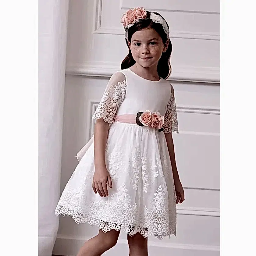 Abel & Lula Yazlık Kız Abiye Elbise Ekru