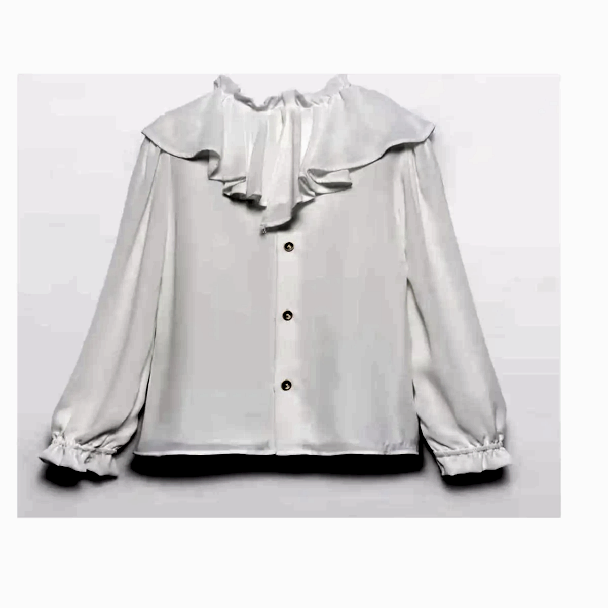 Abel Lula Kışlık Kız Fırfırlı Şifon Bluz Ekru