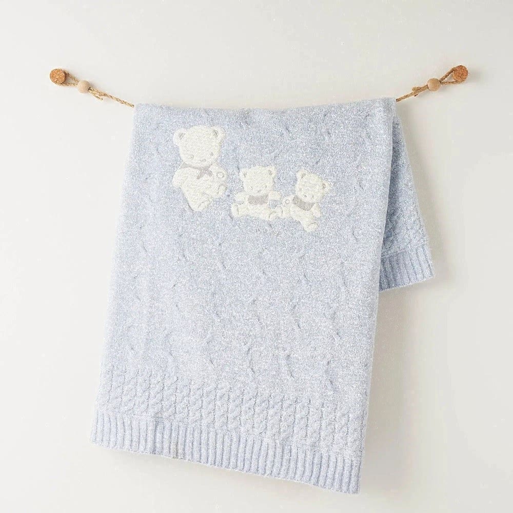 Andywawa Bebek İçi Kürklü Triko Örme Battaniye Mavi