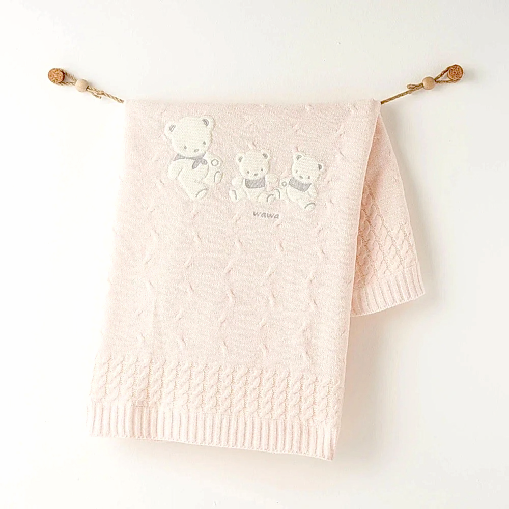 Andywawa Bebek İçi Kürklü Triko Örme Battaniye Pembe