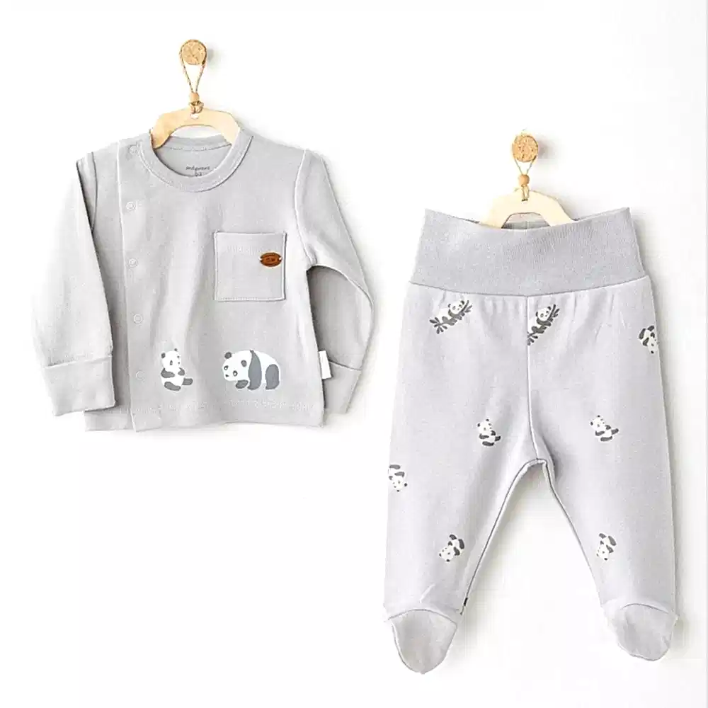 Andywawa Bebek Patikli Zıbın Takım 2'li  Set - Panda Mavi