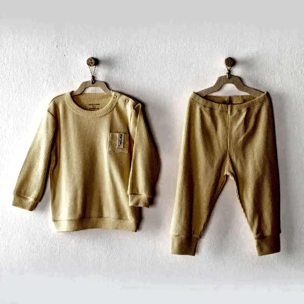 Andywawa Bebek Pijama Takımı 2'li Set Sarı