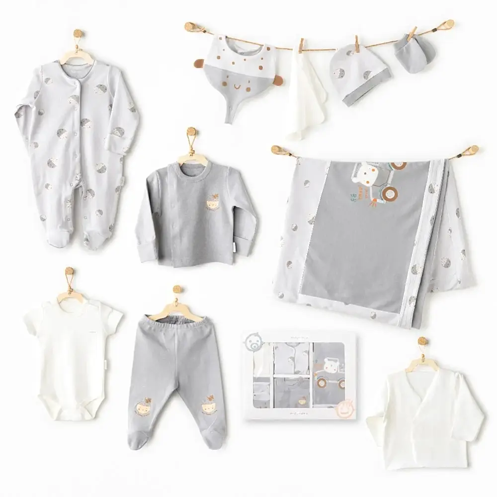 Andywawa Erkek Bebek 10'lu Hastane Çıkış Seti Gri