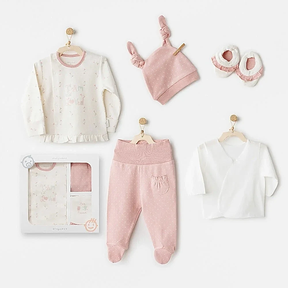 Andywawa Kız Bebek 5'li Hastane Çıkış Seti Pembe