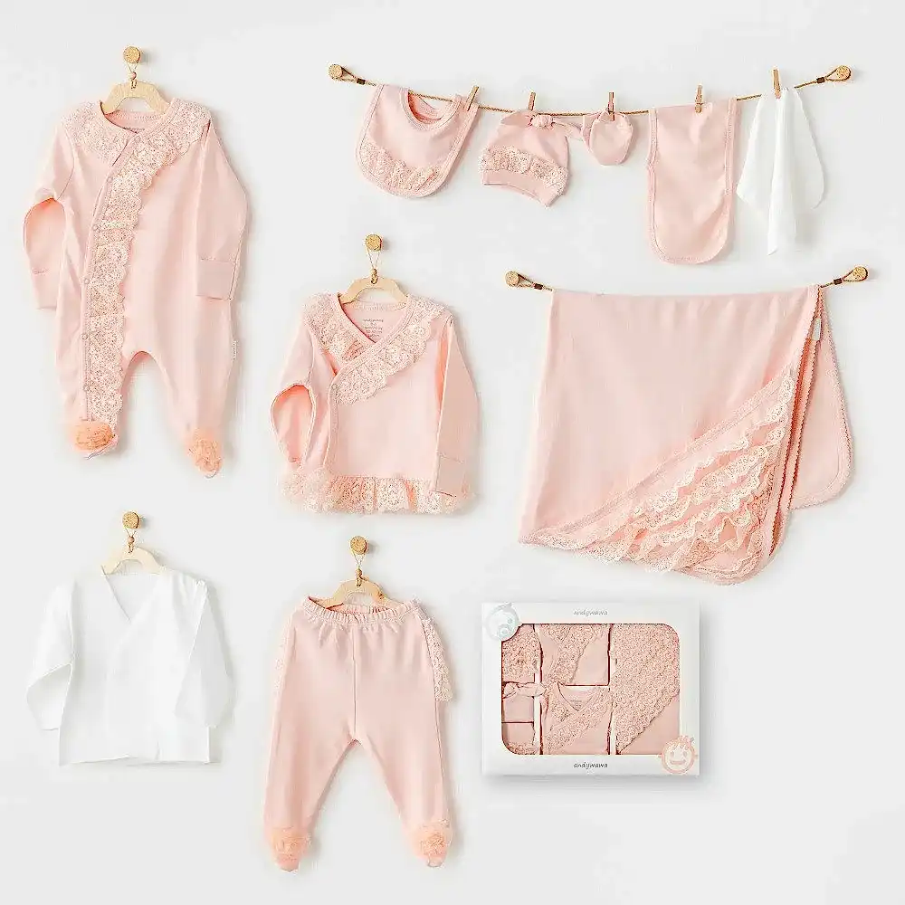 Andywawa Yazlık Kız Bebek 10'lu Hastane Çıkış Seti Somon