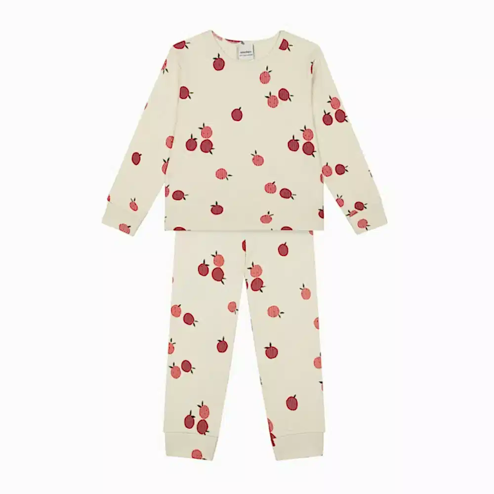 Antebies Elma Askı Organik Uzun Kollu Pijama Takımı Bej