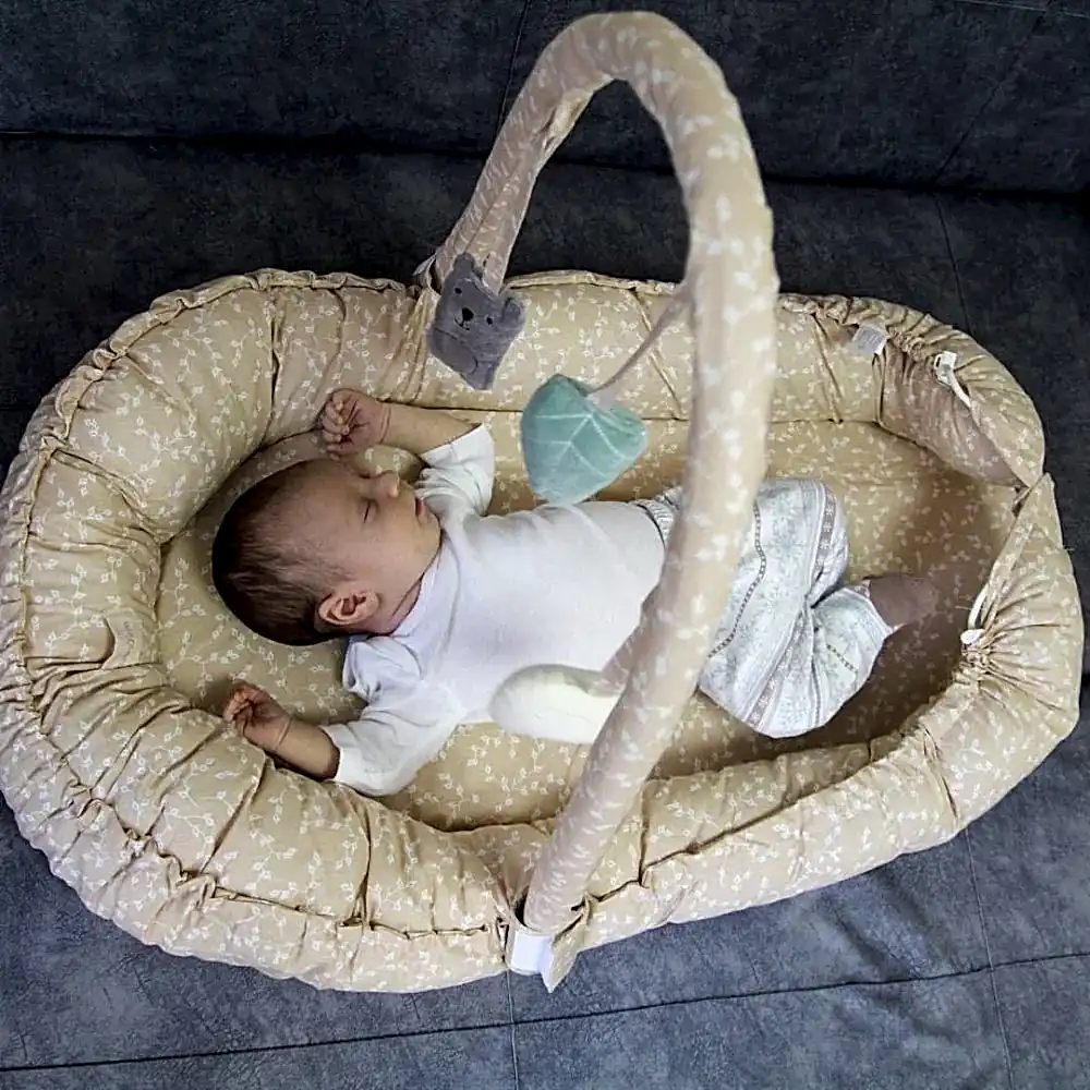 Babyjem Oyuncaklı Çiçekli Anne Yanı Yatağı Somon