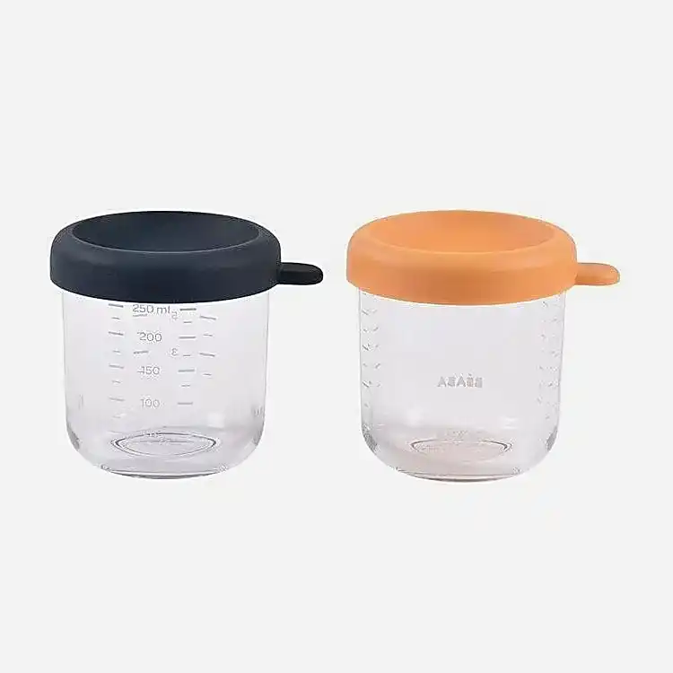 Beaba Bebek Cam Mama Saklama Kavanozu 2Li Set , 250 Ml Night Blue / 250 Ml Honey